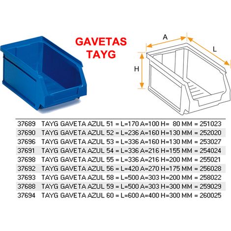 Tiroir Bleu TAYG 59 L 500 A 303 H 300 MM 259029