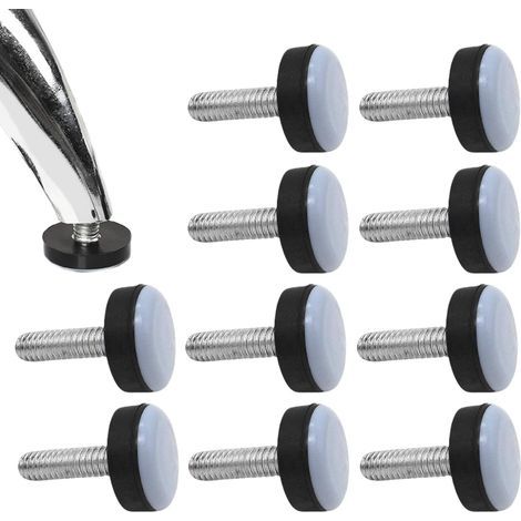 10x Pied Réglable M6 pour Meuble Chaise Patins Teflon PTFE à Visser Protection Sol Parquet Anti Bruit Mise à Niveau Facile pour Table Bureau Canapé Base 23MM (1/5)