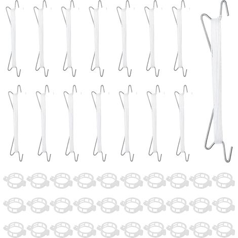 Crochet de Support de Tomate,15 Pièces Crochet de Tomates de Jardint avec 10m de Corde et 30 Pièces Clips de Support,Crochet De Tomate De Jardin,Tomate Crochets,Support à Tomate (1/5)