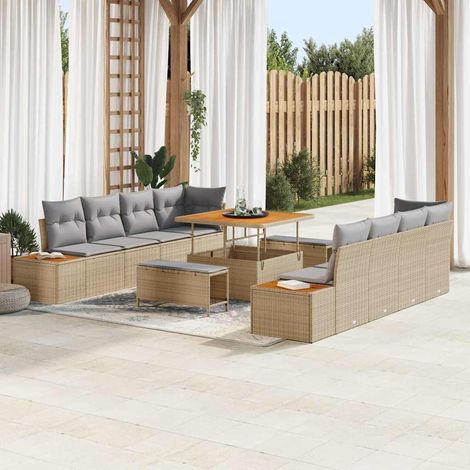 Gartensofa-set 11 pcs Beige Poly-Rattan