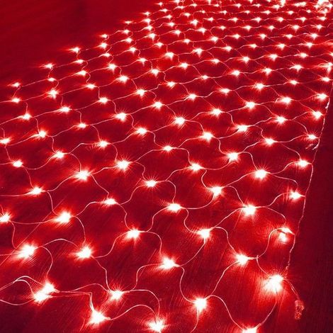 1x Guirlande lumineuse, Filet LED 880 LEDs, 6x4m Rouge, 8 Modes, IP44, Intérieur Extérieur, Noël Jardin