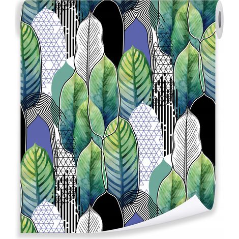 Papier peint feuilles décoratif écologique déco murale salon chambre – rouleau 0,5 x 10 m intissé Wallarena (1/3)