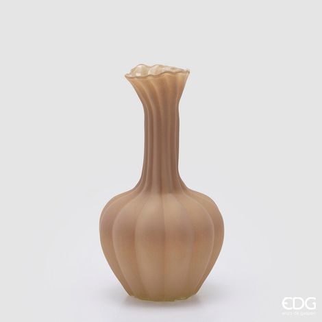 EDG Enzo De Gasperi Vaso Flow Sinuoso H 31 Cm D 17 Cm Waterproof Vetro Marrone Chiaro