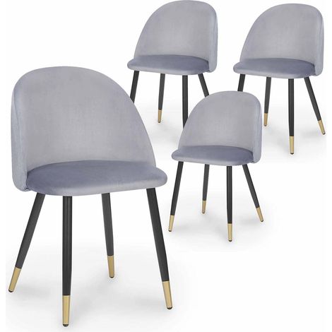Lot de 4 chaises design en velours gris LYDIA (1/5)