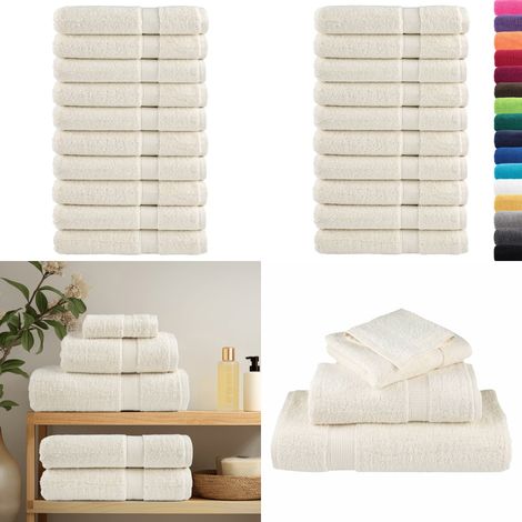 Premium-Handtücher SOLUND 10 Stk. Cremeweiß 100x200 cm 600 g/m² - Baumwolle - Cremefarbenes Handtuch - Waschbare Handtücher - Große Handtücher - Badezimmertextilien - Home & Living (1/5)