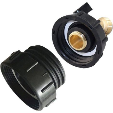 Adaptateur Réservoir IBC 1000L S60X6, Robinet Jardin Laiton, Poignée Papillon Noire (1/4)