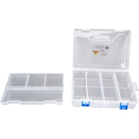 Herausnehmbare, durchsichtige Aufbewahrungsbox aus Kunststoff für Accessoires, Aufbewahrungsbehälter für Ohrringe und Ohrstecker, herausnehmbare Fächer, stabiler Münzorganizer. (1/5)