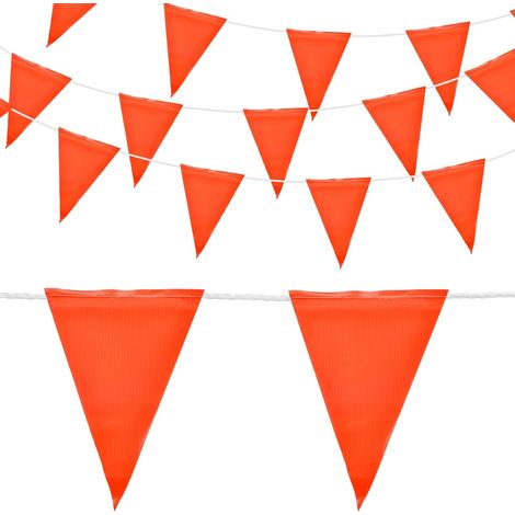 Carte d'approvisionnement : Chaînes de fanions signalisation 30 m (98 pi) et 45 pièces, orange, pour