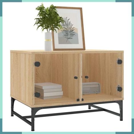 Table basse - 836541 - Chêne sonoma - Portes en verre - 68,5x50x50 cm (1/5)