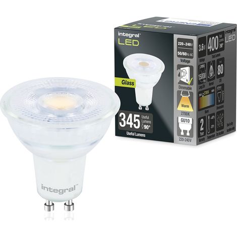 Integral Ampoule LED GU10 5 PACK Chaud 2700K, 400LM, 3,6W (équivalent à 50W) Dimmable - Efficace en énergie et idéale pour les spots et projecteurs dans les salles de bains, cuisines, salons (1/5)