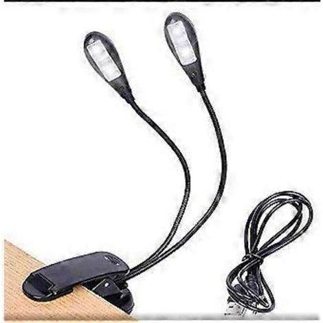 Liseuse rechargeable Deux Ttes LED Lampe de Lecture,Blanc Lumire du Jour, Music Stand Light,Cble USB Lumire Clip, Lampe de Bureau, Lampe de lecture (1/5)