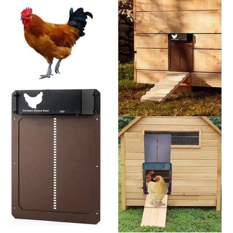 Porte de poulailler automatique photosensible de haute qualité et pratique porte de cage de chien de poulet brun-Ywey (1/3)