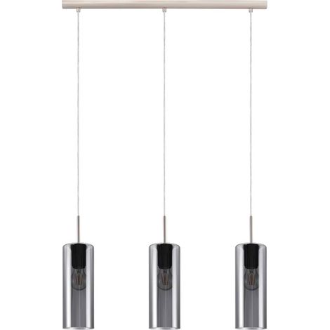 Lampada a Sospensione Selvino 3 luci in Vetro a Cilindro 15W Eglo - Colore: Fumè (1/3)