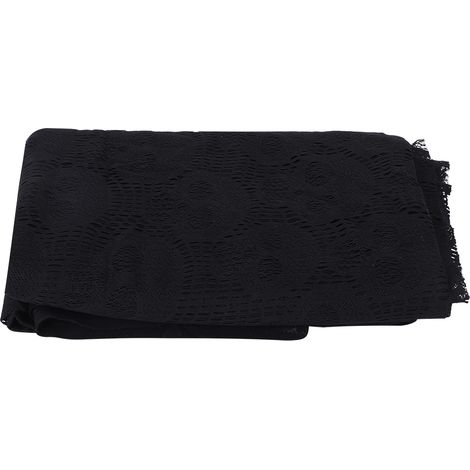 Nappe en dentelle noire avec crâne, décoration de table pour une fête d'Halloween (1/4)