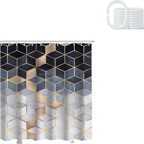 Rideau de douche imperméable lavable anti-moisissure 90×180 cm, anneaux non inclus (1/5)