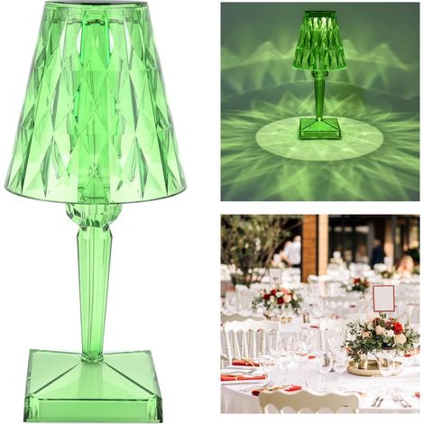 Lampe de table LED en cristal transparent, lampe de bureau à intensité variable, chargement USB, éclairage intérieur vert (1/5)