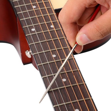 Juego de 10 limas de afilar para afilar trastes, selletas y ranuras del golpeador herramienta para fabricantes de guitarras y violines. (1/5)