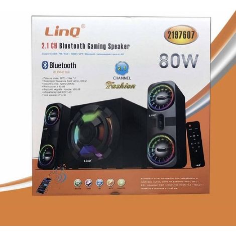 Trade Shop - ALTOPARLANTI SPEAKER BLUETOOTH GAMING 2.1CH LUCE LED 80W 2197607 -