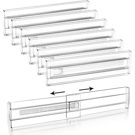 Set mit 6 Küchenschubladeneinsätzen - Verstellbare Schubladeneinsätze aus Kunststoff - Organizer Verstellbare Schubladeneinsätze für Küche, Kommoden, Badezimmer (28,5-50 cm) (1/5)