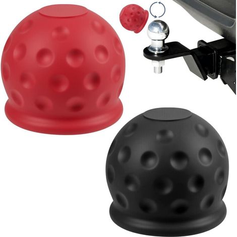 2x Anhängerkupplung Abdeckung Ø50mm, Universal Kugelkopfabdeckung Schwarz+Rot (1/5)