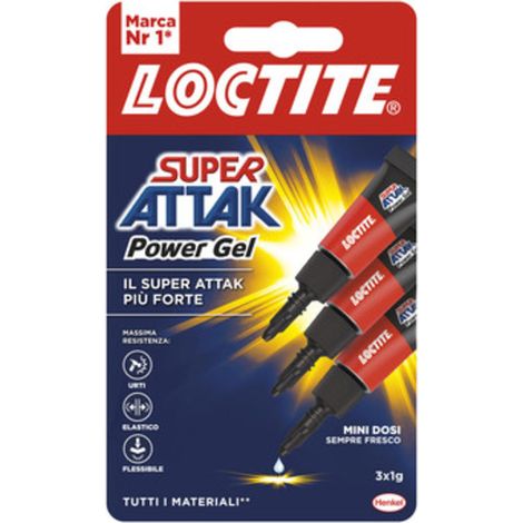 ADESIVO SUPER ATTAK POWER GEL MINI DOSI 3X1 G- HENKEL ITALIA- 24,0 pz