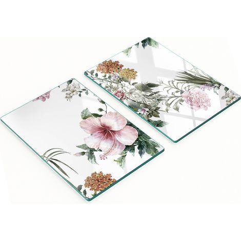 Tablas de cocina de vidrio duraderas y elegantes con estampado floral, 2 x 40 x 52 cm. (1/5)