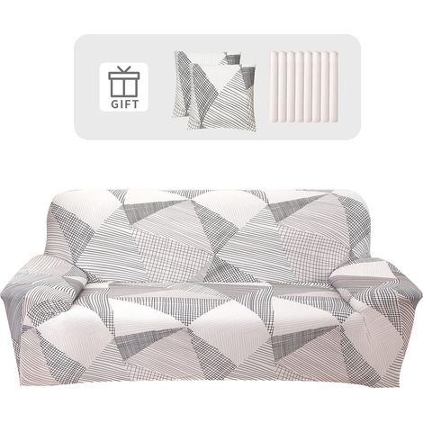 Housse de Canapé 4 Place Housse Canapé Extensible avec Accoudoir avec 2 Housses de Coussin Couverture de Canapé Élastique Universelle Antidérapante Revêtement de Canapé(4 Places,Entrelacer) (1/5)