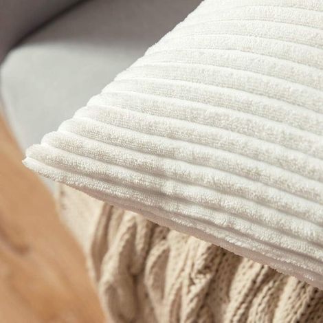 Set di 2 federe decorative in velluto a coste, morbide federe per divano, per casa, soggiorno, camera da letto, letto, 45x45 cm, bianco (1/4)