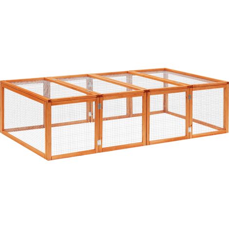 Recinto da esterno per conigli e piccoli animali in legno naturale 181x100x48 cm MODENUIT (1/4)
