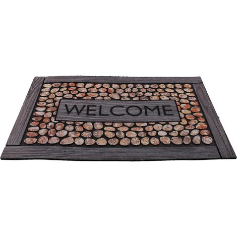 Paillasson extérieur Welcome encadré galets Steppe (1/4)
