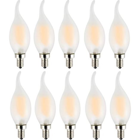 Ampoule Led E14 - Filament Flamme - 4 W - Équivalent 40 W - 2700 K - 400 Lm - Angle 360° - Lot De 10