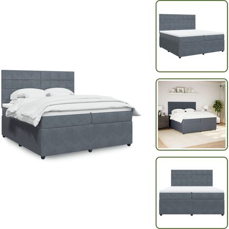 Sommier à lattes de lit et matelas Gris foncé 200x200cm Velours - Sommier À Lattes De Lit - Sommiers À Lattes De Lit - Lit - Meuble De Chambre À Coucher (1/5)