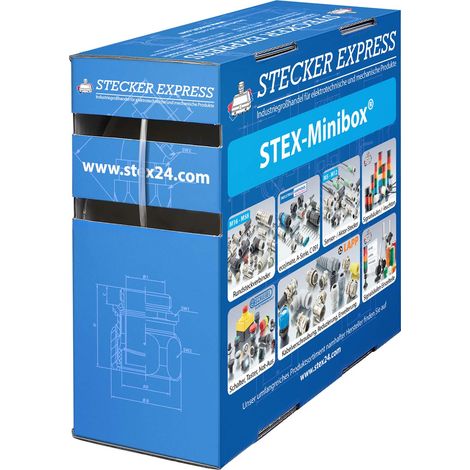 STEX24 Schrumpfschlauch 2:1, Minibox mit 25,0m, transparent 1,6/0,8mm, 1/16 Zoll, WSB2 Schrumpftemperatur mind. 95°C, vollständig bei mind. 105°C - 1 Stück (1/2)