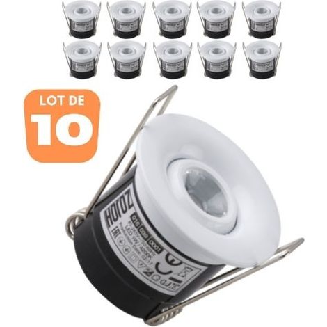 Lot de 10 minis spots LED orientables 1W blanc naturel – Éclairage d'accentuation 20° – Pour faux plafond 50mm – 70 lumens – 220-240V – Horoz Electric (1/2)