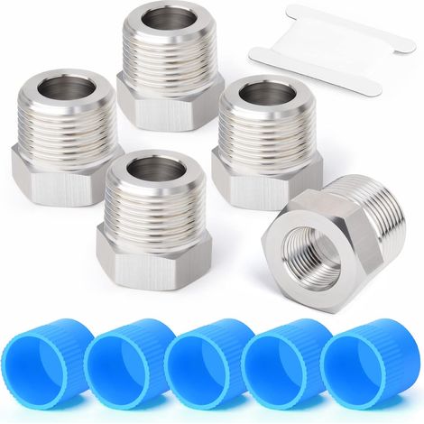 Lot de 5 Réducteurs BSP 3/8" Femelle à 1/2" Mâle Forgeage Hexagonal en Acier, Adapté pour Raccordement Tuyaux (1/5)