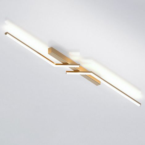 Plafonnier, Plafonnier LED 120cm, Applique Moderne, Lustre Métal, Lumière Blanche 6000K, Doré (1/5)