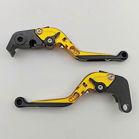 Convient aux motos Aprilia TUONO1100RR/FACTORY leviers de frein, d'embrayage et de klaxon modifiés (dorés, 1 paire télescopique) (1/5)