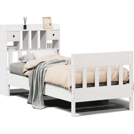 Maison Exclusive - Cadre de lit sans matelas blanc 90x200 cm bois de pin massif (1/5)