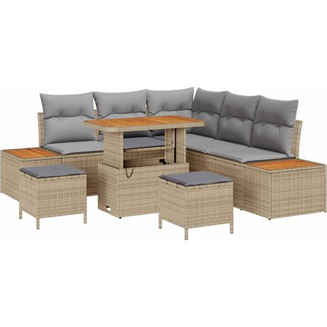 Maison Exclusive - Conjunto de sofás de jardín con cojín 8 pcs Be (1/5)