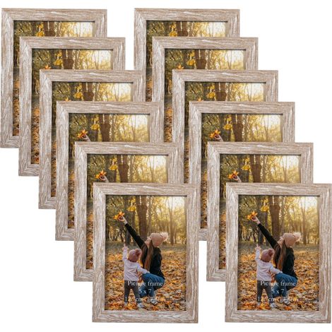 Cadre Photo 13x18 cm Lot de 12, Cadre Photo Mural et à Poser pour Chambre, Bureau, Salon et Gallerie, Rustique (1/5)