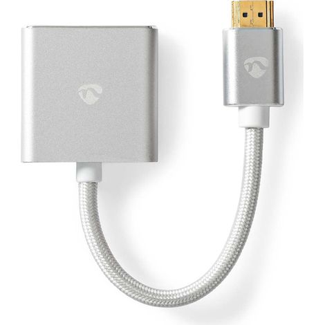 Adaptador vga conector hdmi vga hembra 15p chapado en oro recto aluminio plata caja de carton con ventana cubierta