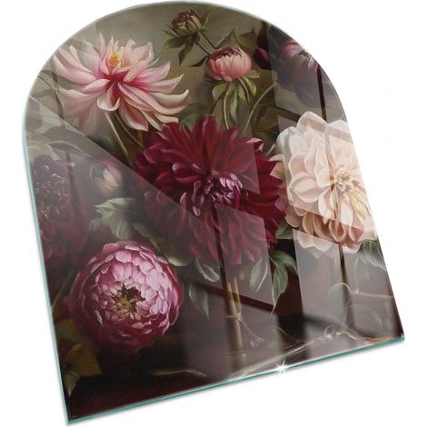 Plaque Rectangulaire décorative imprimée pour cheminée protection de sol avec impression décorative Bouquet floral en détail 80x70 cm (1/5)