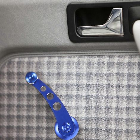 jeu de poignées de lève-vitres de voiture à manivelle en aluminium, universelles, pour portes gauche et droite (bleu)-11X4.3CM-Blue