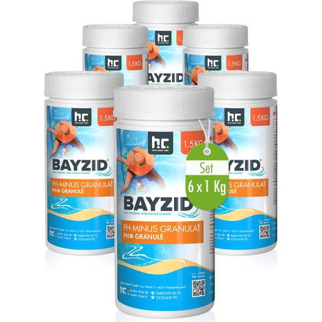 Höfer Chemie 6 x 1.5 kg (9 kg) BAYZID pH moins granulé - l'ORIGINAL pour une valeur de pH optimale et une excellente qualité de l'eau