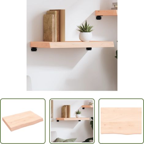 Wandregal Eiche - Wandregal 60x40x(2-6) cm Massivholz Eiche Unbehandelt (1/5)