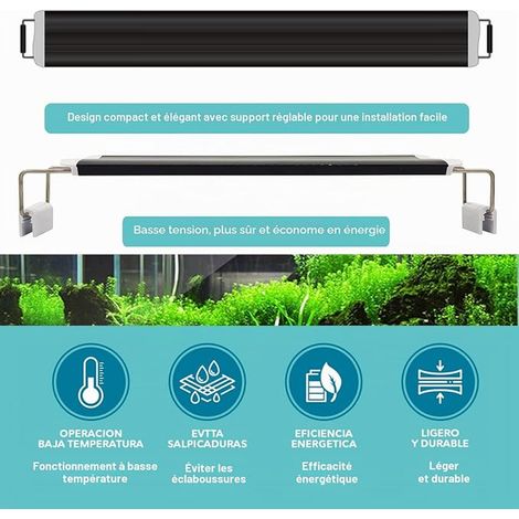 Aquarium LED Light 10W 4000K Waterproof Aquarium Lamp with Extendable Stand, Black (1/3)