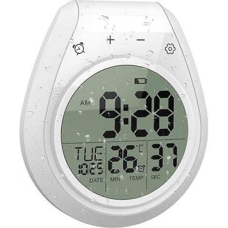Digitale Duschuhr, wasserdicht, Badezimmer-Timer, digitale Küchenwanduhr, LCD-Anzeige, 12/2 (1/5)