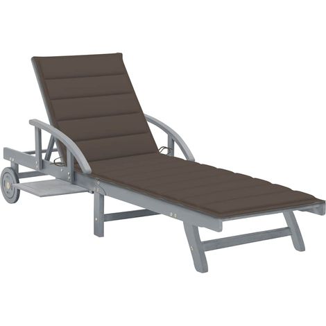 Bain de soleil avec coussin Chaise de jardin - Transat de jardin Bois d'acacia solide BV977090 - BonneVie (1/5)