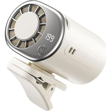 Ventilateur Portable avec Clip, Souffleur 360° Écran LED, Rotatif pour Voiture, Camping, Voyages et Trajets (1/5)