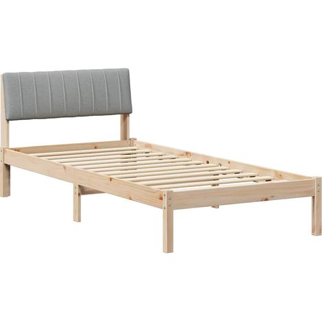 Bed frame Brown and light grey 90 x 190 cm Solid pine wood vidaXL (1/5)